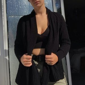 BLACK WOVEN CARDIGAN